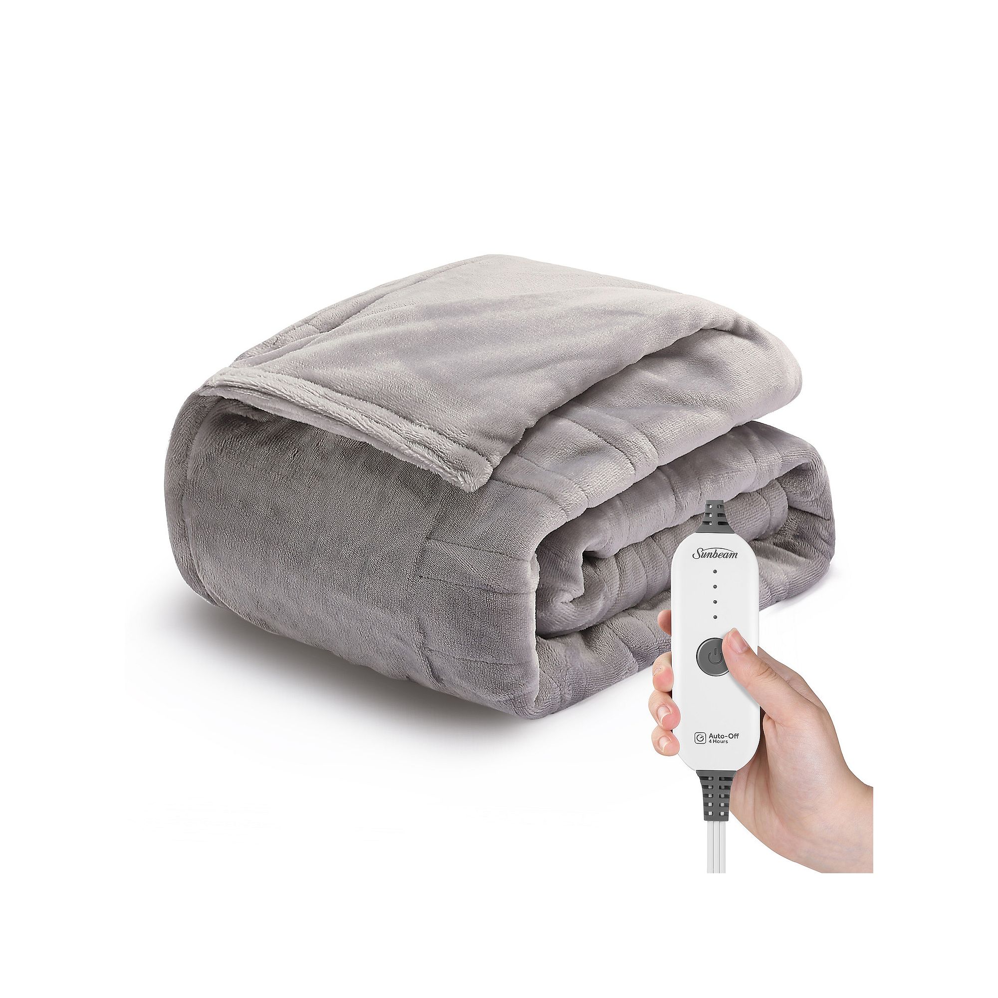 Sunbeam Extra Cozy Nordic Velvet Reversible Sherpa Heated Blanket, Marble
