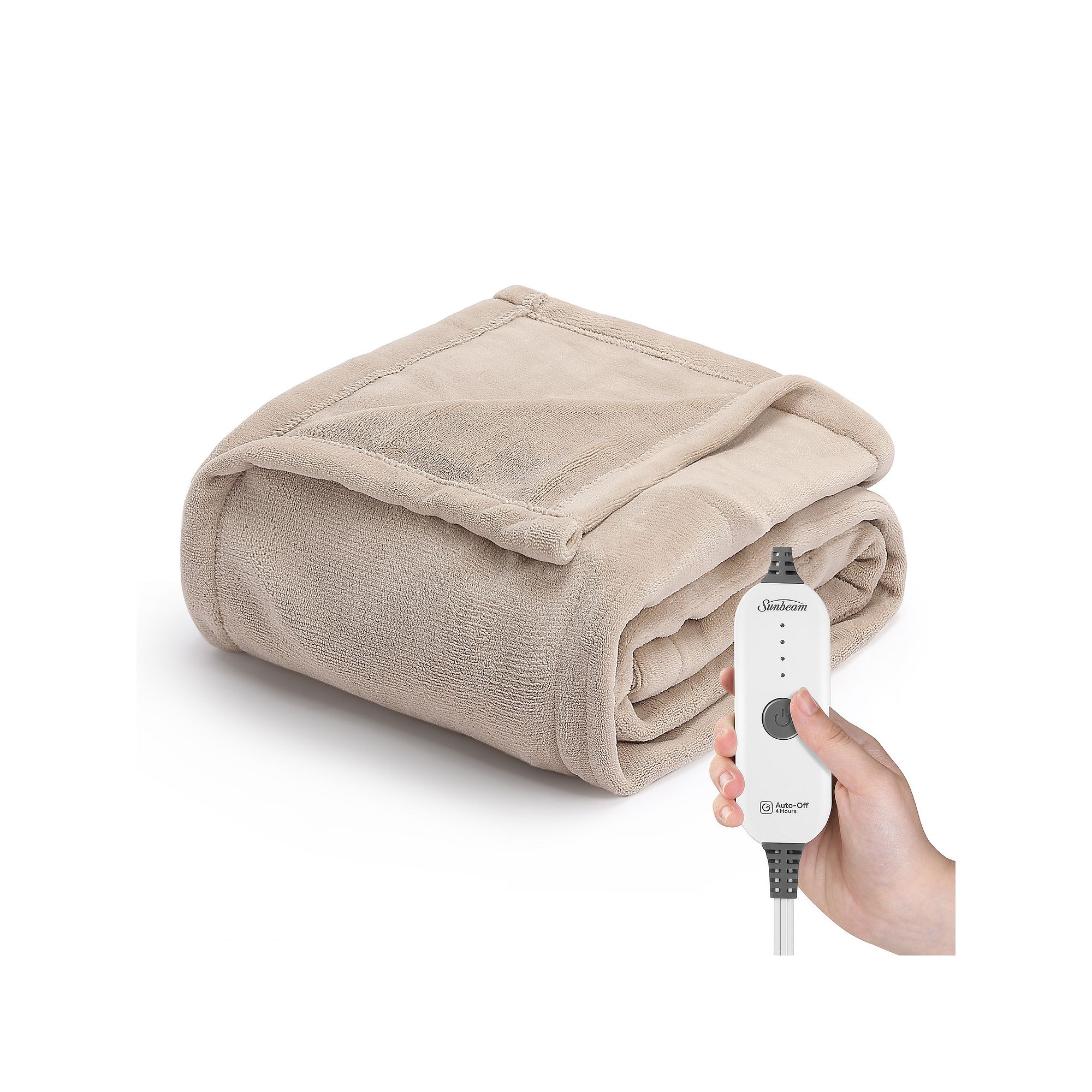 Sunbeam Nordic Premium Heated Throw Blanket, Grey Bluff