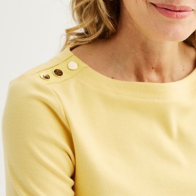Women's Croft & Barrow® Button Shoulder Top