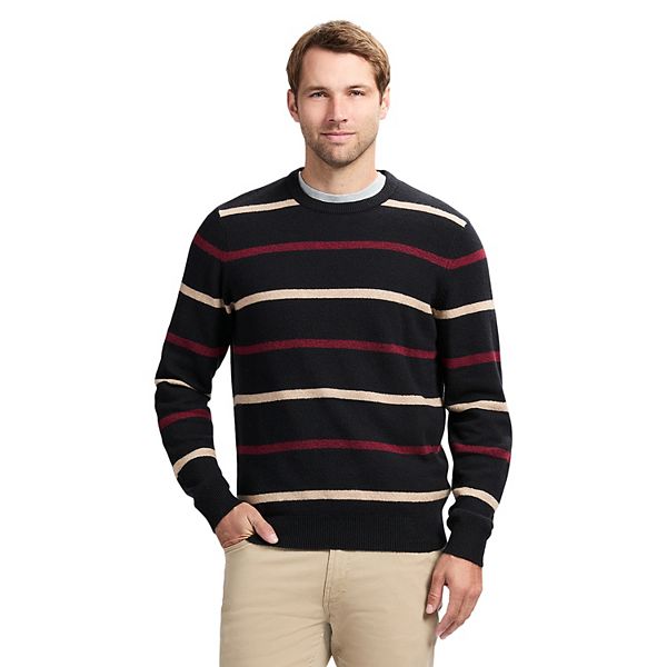 Men's IZOD Classic Crewneck Sweater - Black Stripe (L)