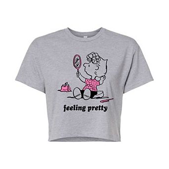 Juniors' Peanuts Sally Feeling Pretty Cropped Tee