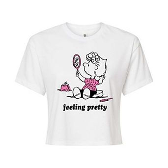 Juniors' Peanuts Sally Feeling Pretty Cropped Tee