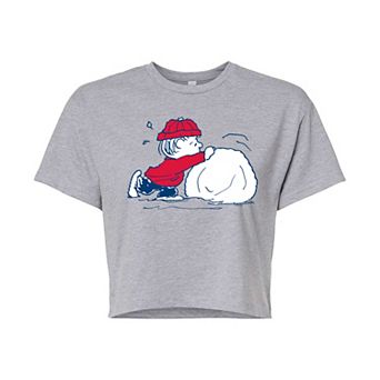 Juniors' Peanuts Linus Snowball Cropped Tee