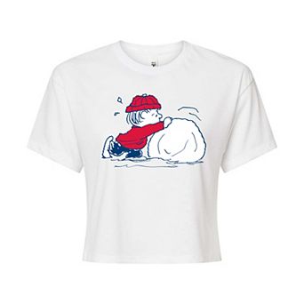 Juniors' Peanuts Linus Snowball Cropped Tee