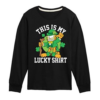 Boys 8-20 Garfield This Is My Lucky Shirt Long Sleeve Graphic Tee