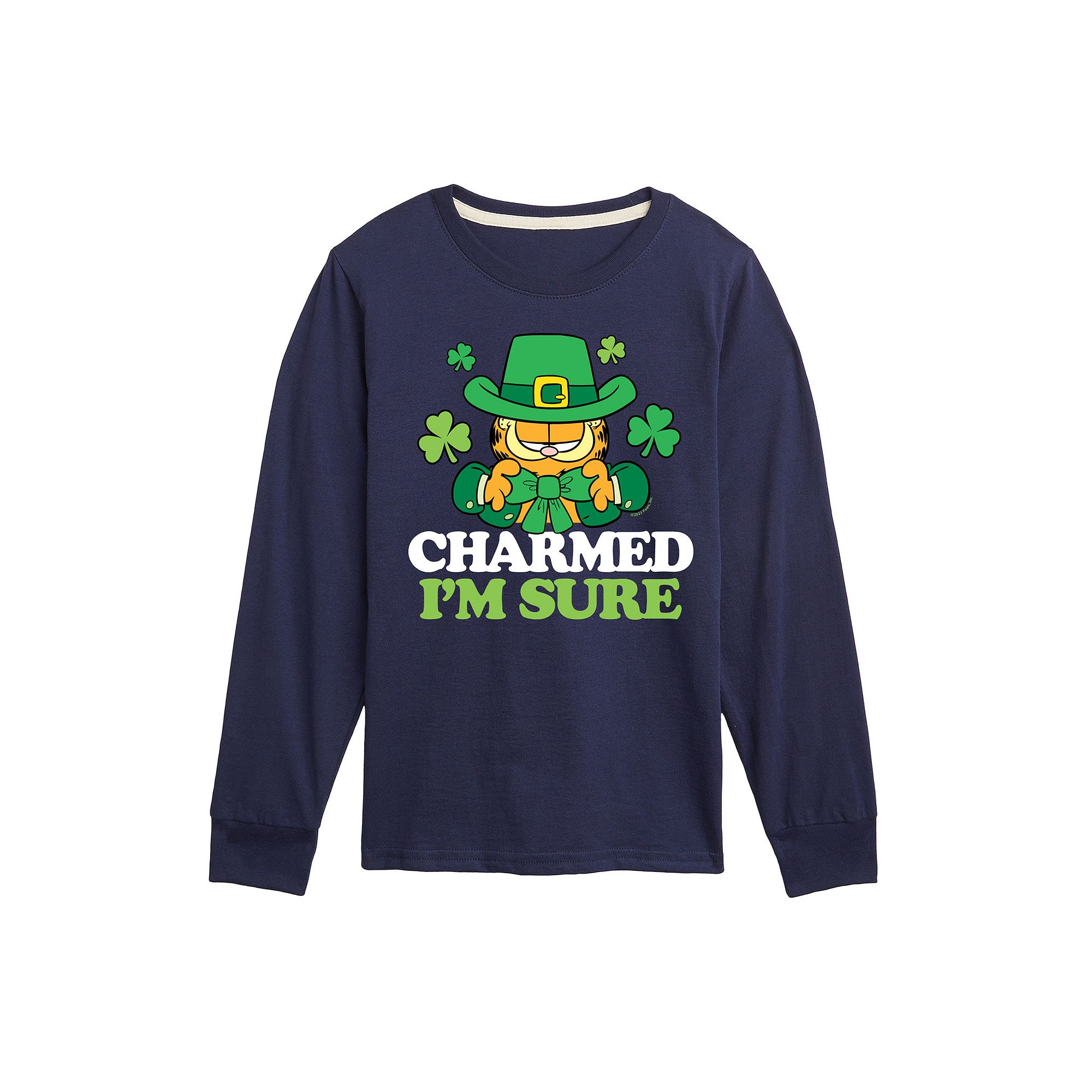 Boys 8-20 Garfield Charmed Im Sure Long Sleeve Graphic Tee, Boys, Size: S