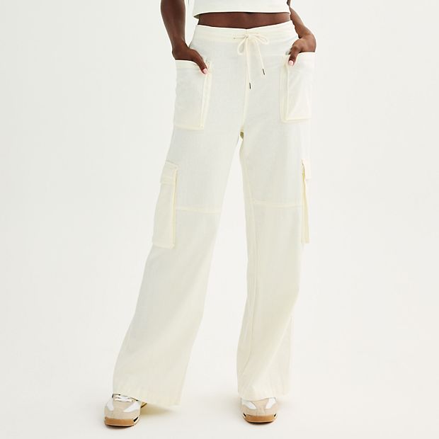【MODERNIF】Linen Banding Cargo Wide Pants Cargo Linen Wide Leg Pants – Defiant Boutique
