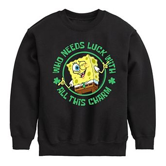 Boys 8-20 SpongeBob Who Needs Luck With This Charm Fleece