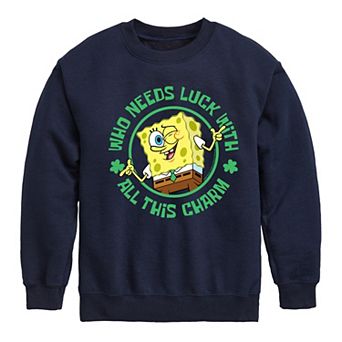 Boys 8-20 SpongeBob Who Needs Luck With This Charm Fleece