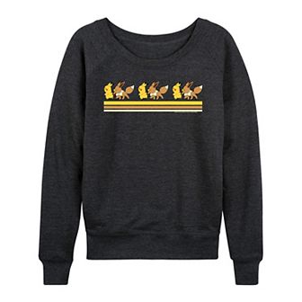 Women's Pokemon Pikachu Eevee Retro French Terry Long Sleeve Tee