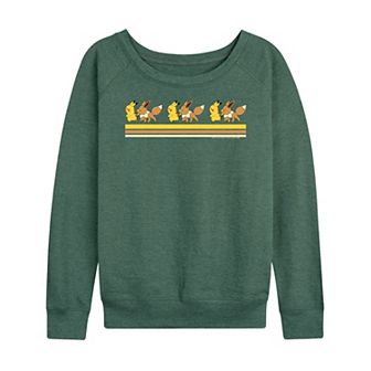 Women's Pokemon Pikachu Eevee Retro French Terry Long Sleeve Tee