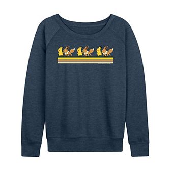 Women's Pokemon Pikachu Eevee Retro French Terry Long Sleeve Tee