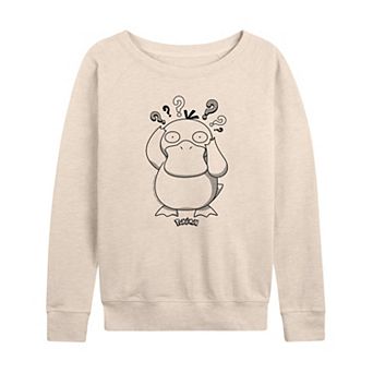 Women's Pokemon Psyduck Pattern French Terry Long Sleeve Tee
