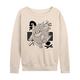 Women's Pokemon Gengar Manga French Terry Long Sleeve Tee