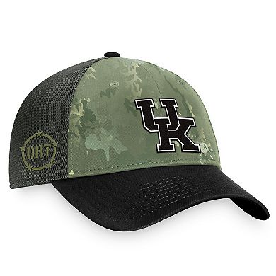 Men's Top of the World Hunter Green/Gray Kentucky Wildcats OHT Military Appreciation Unit Trucker Adjustable Hat