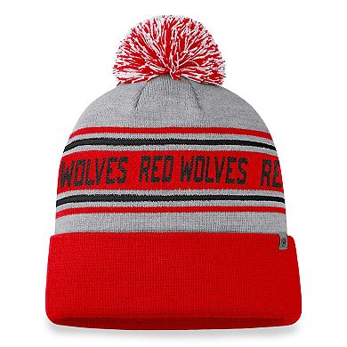 Men's Top of the World Heather Gray Arkansas State Red Wolves Frigid Cuffed Knit Hat with Pom