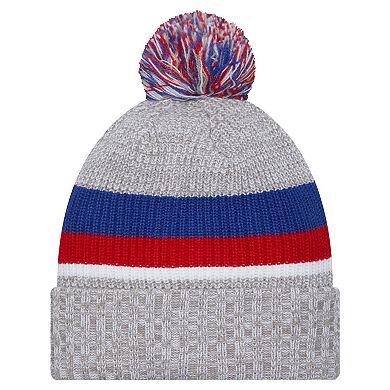 Youth New Era Heather Gray New York Giants Cuffed Knit Hat with Pom