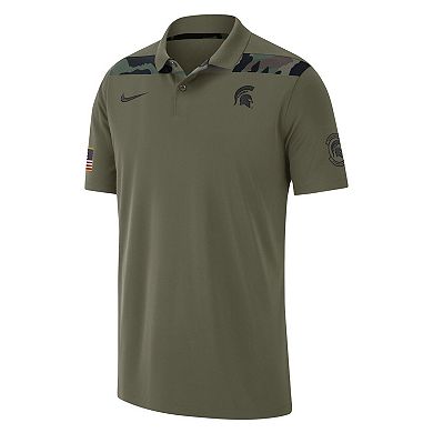 Men's Nike Olive Michigan State Spartans 2023 Sideline Coaches Military Pack Performance Polo