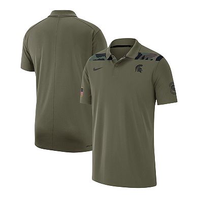 Men's Nike Olive Michigan State Spartans 2023 Sideline Coaches Military Pack Performance Polo