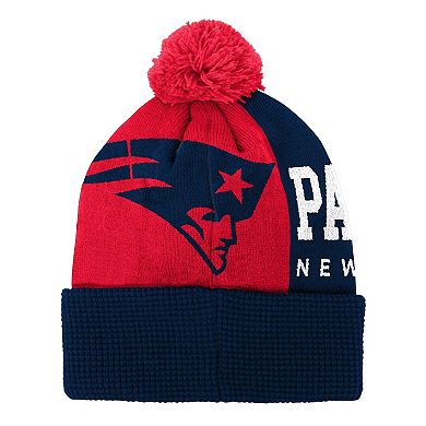 Youth Navy New England Patriots Tailgate Cuffed Knit Hat with Pom