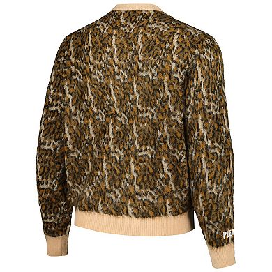 Men's PLEASURES Brown Los Angeles Dodgers Cheetah Cardigan Button-Up Sweater
