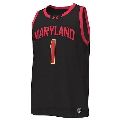 Men's Under Armour #1 Black Maryland Terrapins Replica Basketball Jersey
