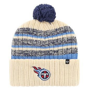 Men's '47 Cream Tennessee Titans Tavern Cuffed Knit Hat with Pom