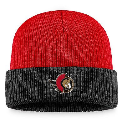 Men's Fanatics Branded Red/Black Ottawa Senators Heritage Vintage Cuffed Knit Hat