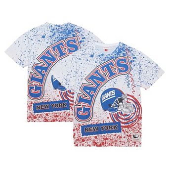Men's Mitchell & Ness White New York Giants Big & Tall Allover Print T-Shirt
