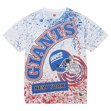 Men's Mitchell & Ness White New York Giants Big & Tall Allover Print T-Shirt