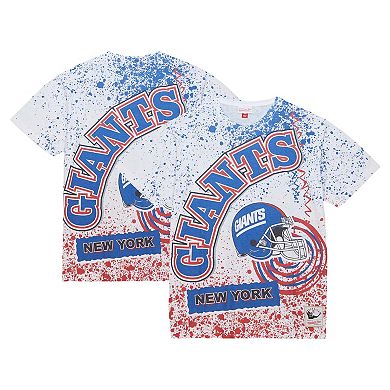 Men's Mitchell & Ness White New York Giants Big & Tall Allover Print T-Shirt