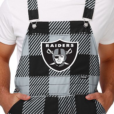Men's FOCO Black Las Vegas Raiders Big Logo Plaid Overalls