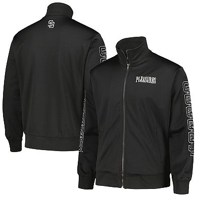 Men's PLEASURES Black San Diego Padres Pitcher Full-Zip Track Jacket