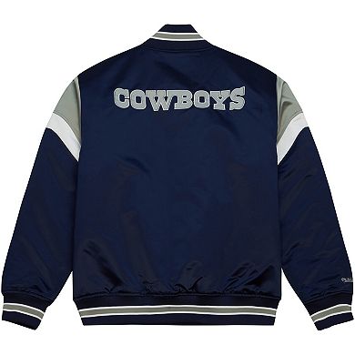 Men's Mitchell & Ness Navy Dallas Cowboys Big & Tall Satin Full-Snap Jacket