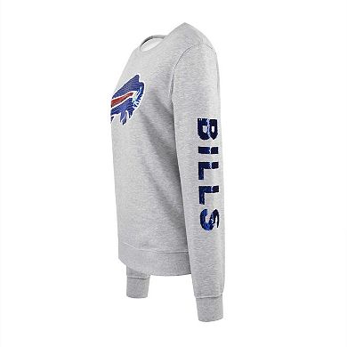 Women's Cuce Heather Gray Buffalo Bills Sequined Logo Pullover Sweatshirt