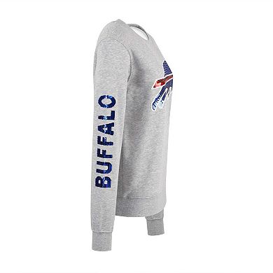 Women's Cuce Heather Gray Buffalo Bills Sequined Logo Pullover Sweatshirt