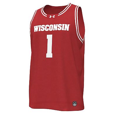 Men's Under Armour #1 Red Wisconsin Badgers Replica Basketball Jersey