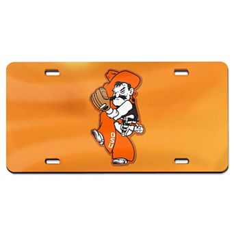 WinCraft Orange Oklahoma State Cowboys Baseball Pete Wind Up Laser Cut Acrylic License Plate