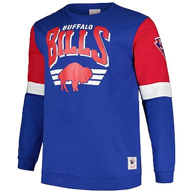 Men's Mitchell & Ness Royal Buffalo Bills Big & Tall Fleece Pullover Sweatshirt