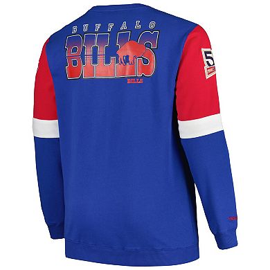 Men's Mitchell & Ness Royal Buffalo Bills Big & Tall Fleece Pullover Sweatshirt