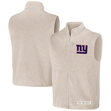 Men's NFL x Darius Rucker Collection by Fanatics  Oatmeal New York Giants Full-Zip Sweater Vest