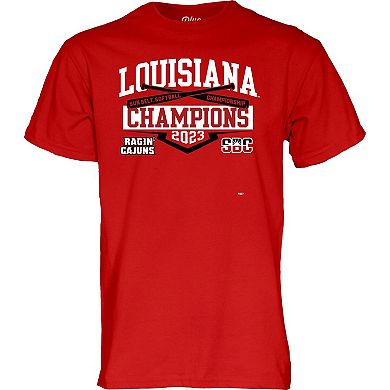 Men's Blue 84 Cardinal Louisiana Ragin' Cajuns 2023 NCAA Sunbelt Softball Conference Tournament Champions T-Shirt