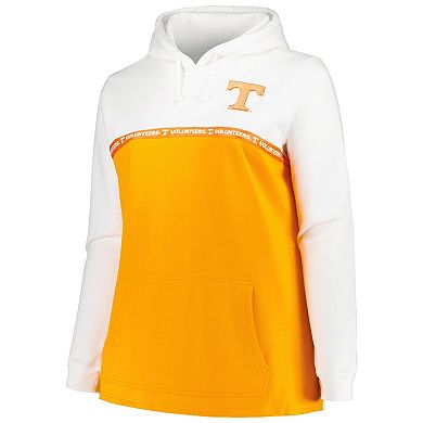Women's Profile White/Tennessee Orange Tennessee Volunteers Plus Size Taping Pullover Hoodie