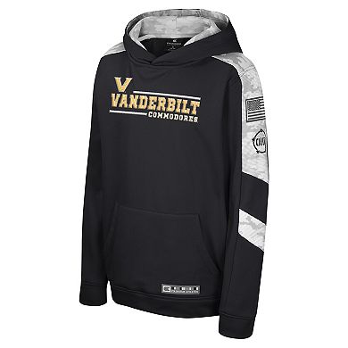 Youth Colosseum Black Vanderbilt Commodores OHT Military Appreciation Cyclone Digital Camo Pullover Hoodie