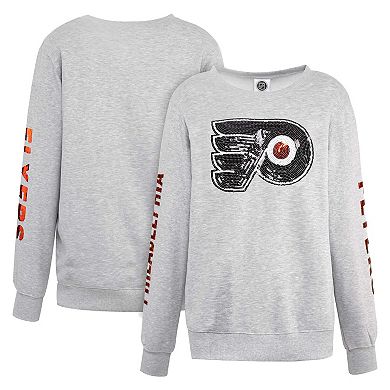 Women's Cuce Heather Gray Philadelphia Flyers Sequin Pullover Sweatshirt