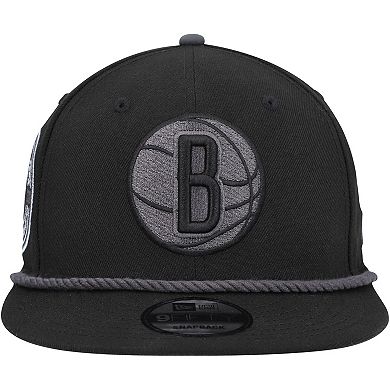 Men's New Era Black Brooklyn Nets Back Laurels 9FIFTY Snapback Hat