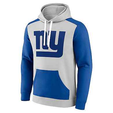 Men's Fanatics Branded Silver/Royal New York Giants Big & Tall Team Fleece Pullover Hoodie