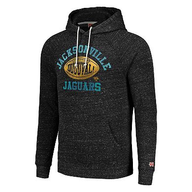 Men's Homage Heather Charcoal Jacksonville Jaguars Duuuval! Hyperlocal Tri-Blend Raglan Pullover Hoodie