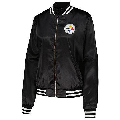 Women's Cuce  Black Pittsburgh Steelers Rhinestone Full-Zip Varsity Jacket