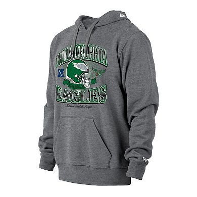 Men's New Era Heather Gray Philadelphia Eagles Retro Pullover Hoodie